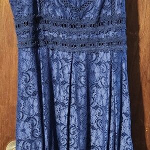 Elegant Navy Lace Dress